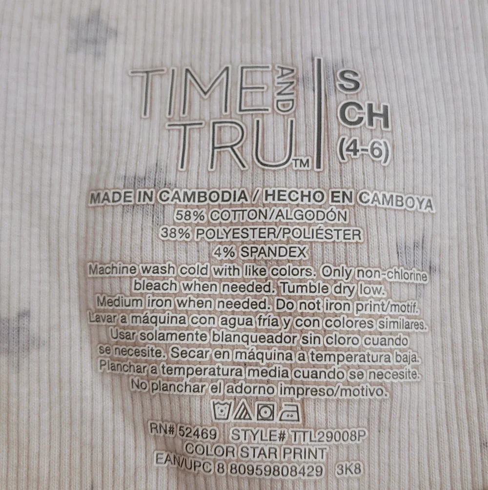 Time and Tru Star Print Ribbed Small Tank Top White & Navy - Picture 2 of 7